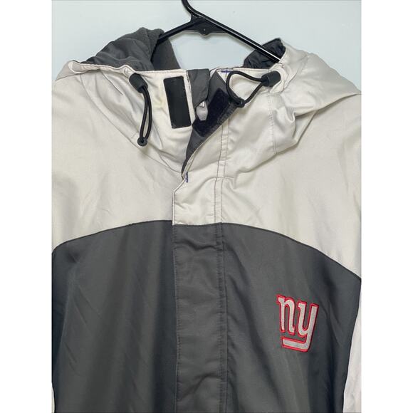 Reebok NFL Sideline NY Giants Men's Fleece Lined Hooded Jacket XL Gray Blue Zip - Picture 2 of 9